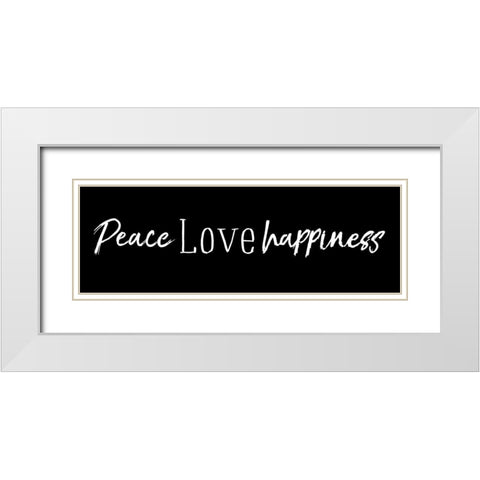 Peace Love Happiness Black White Modern Wood Framed Art Print with Double Matting by Villa, Mlli