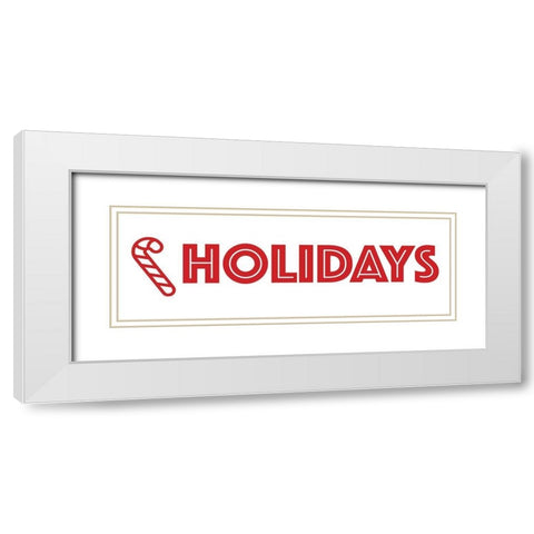 Holidays Candy Cane White Modern Wood Framed Art Print with Double Matting by Villa, Mlli