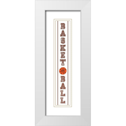 Basketball Banner White Modern Wood Framed Art Print with Double Matting by Villa, Mlli