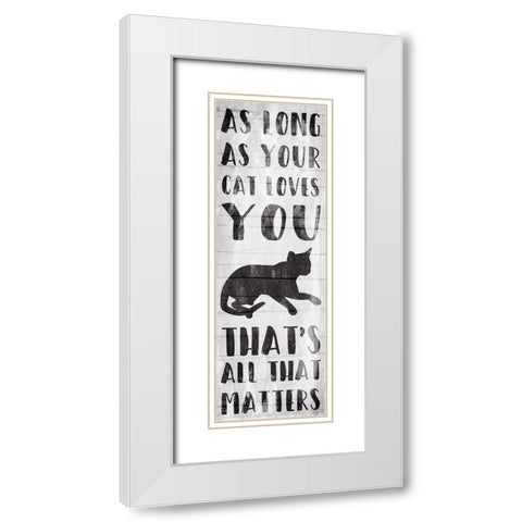 Cat Love White Modern Wood Framed Art Print with Double Matting by Villa, Mlli