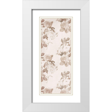 Sepia Flower Pattern White Modern Wood Framed Art Print with Double Matting by Villa, Milli