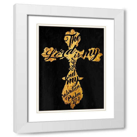 Gold Cross Black White Modern Wood Framed Art Print with Double Matting by Villa, Mlli