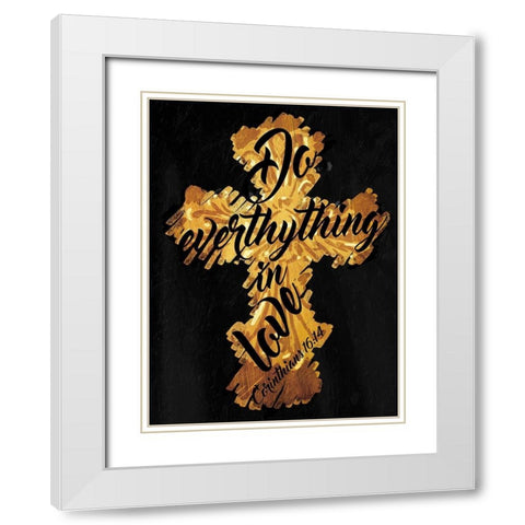 Gold Cross Black Mate White Modern Wood Framed Art Print with Double Matting by Villa, Mlli
