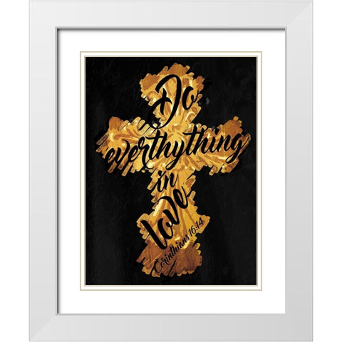 Gold Cross Black Mate White Modern Wood Framed Art Print with Double Matting by Villa, Mlli