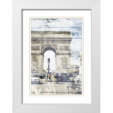Paris On The Street Mate White Modern Wood Framed Art Print with Double Matting by Villa, Mlli