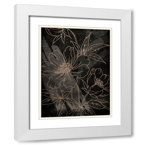 Muted Golden Abstract Floral White Modern Wood Framed Art Print with Double Matting by Villa, Milli