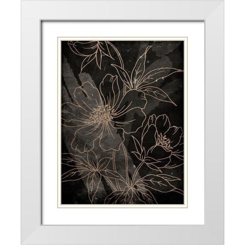Muted Golden Abstract Floral White Modern Wood Framed Art Print with Double Matting by Villa, Milli