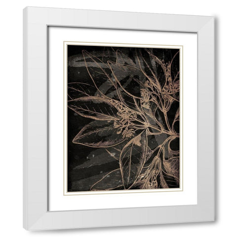 Muted Golden Abstract Floral Mate White Modern Wood Framed Art Print with Double Matting by Villa, Milli