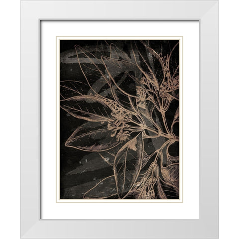 Muted Golden Abstract Floral Mate White Modern Wood Framed Art Print with Double Matting by Villa, Milli