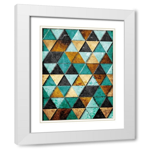 Rocky Teal Mountains White Modern Wood Framed Art Print with Double Matting by Villa, Milli