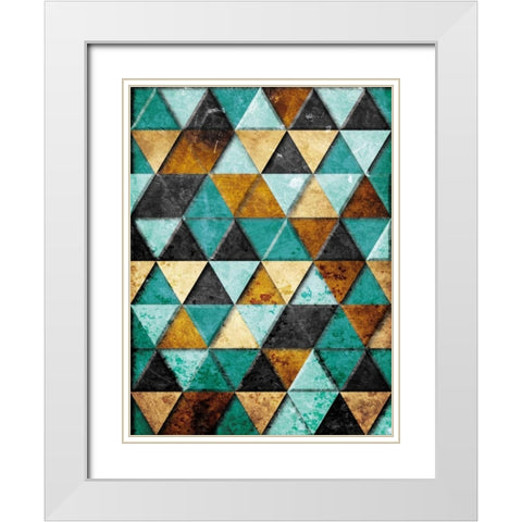 Rocky Teal Mountains White Modern Wood Framed Art Print with Double Matting by Villa, Milli