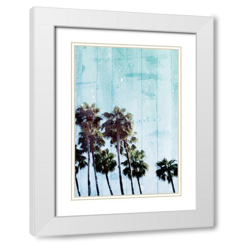 Palm Cool Blue White Modern Wood Framed Art Print with Double Matting by Villa, Milli