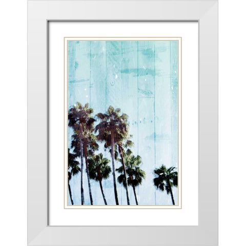 Palm Cool Blue White Modern Wood Framed Art Print with Double Matting by Villa, Milli