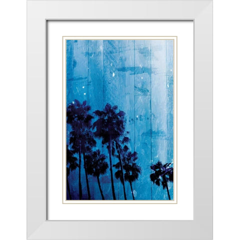 Palm Cool Night Blue White Modern Wood Framed Art Print with Double Matting by Villa, Milli