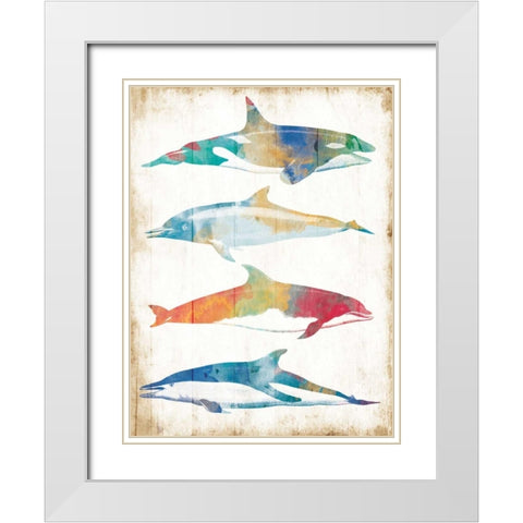 Colorful Sea Life White Modern Wood Framed Art Print with Double Matting by Villa, Milli