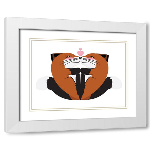 Fox Hug White Modern Wood Framed Art Print with Double Matting by Villa, Mlli