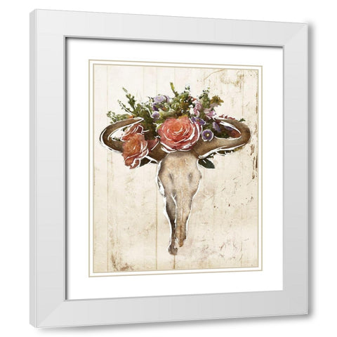 Flower On The Skull White Modern Wood Framed Art Print with Double Matting by Villa, Mlli