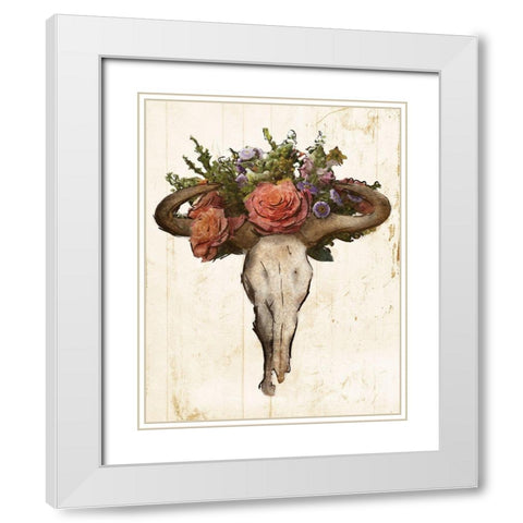 Flower On The Skull Dark Lines White Modern Wood Framed Art Print with Double Matting by Villa, Mlli