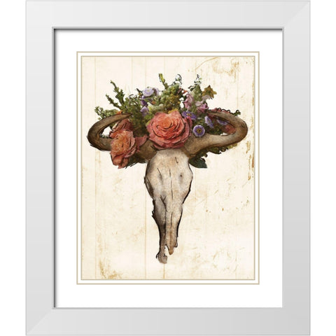 Flower On The Skull Dark Lines White Modern Wood Framed Art Print with Double Matting by Villa, Mlli