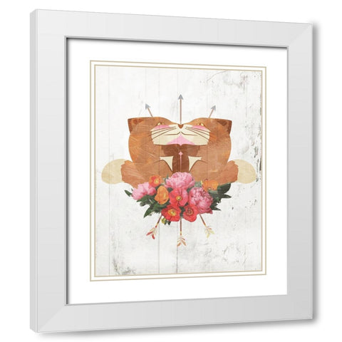 Fox Arrow Flowers White Modern Wood Framed Art Print with Double Matting by Villa, Mlli