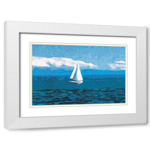 Shapes At Sea White Modern Wood Framed Art Print with Double Matting by Villa, Mlli