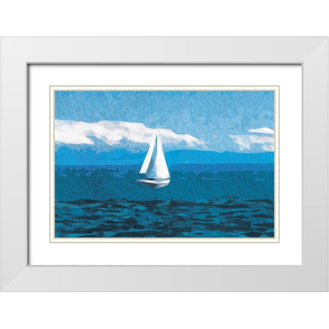 Shapes At Sea White Modern Wood Framed Art Print with Double Matting by Villa, Mlli