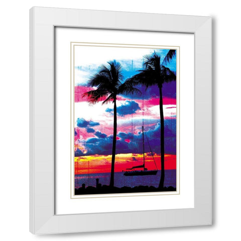 Palm Boating White Modern Wood Framed Art Print with Double Matting by Villa, Mlli