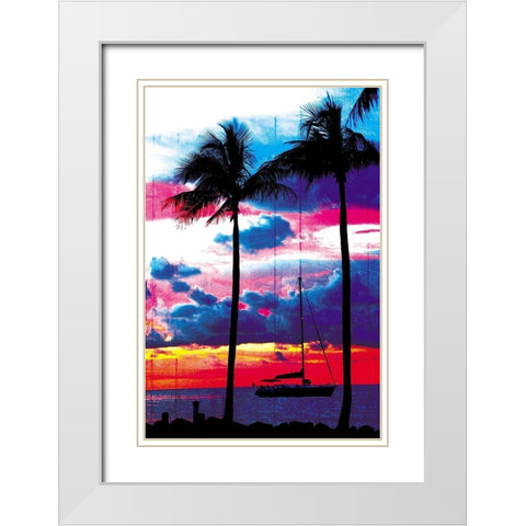 Palm Boating White Modern Wood Framed Art Print with Double Matting by Villa, Mlli