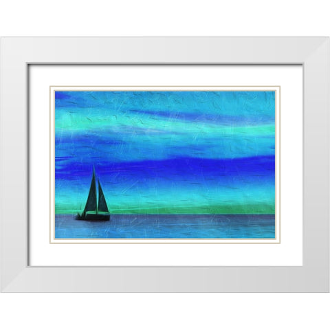 Night Boating White Modern Wood Framed Art Print with Double Matting by Villa, Mlli