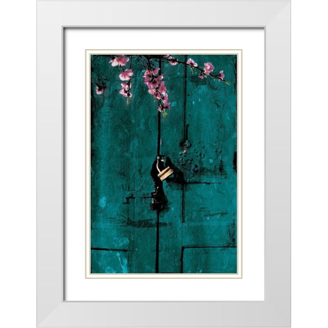 Door And Flowers White Modern Wood Framed Art Print with Double Matting by Villa, Mlli