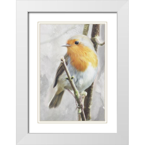 Winter Bird White Modern Wood Framed Art Print with Double Matting by Villa, Mlli