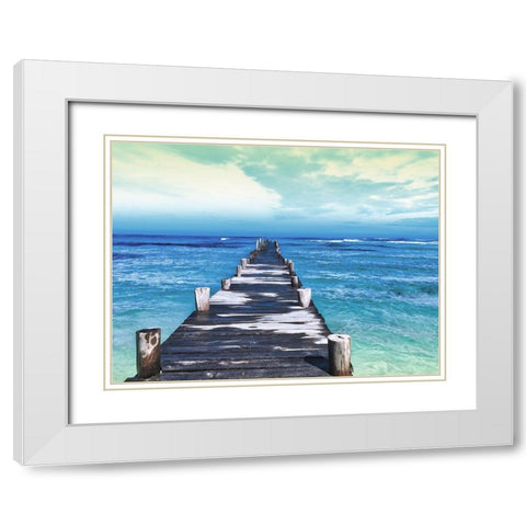 Dock at Sea White Modern Wood Framed Art Print with Double Matting by Villa, Milli