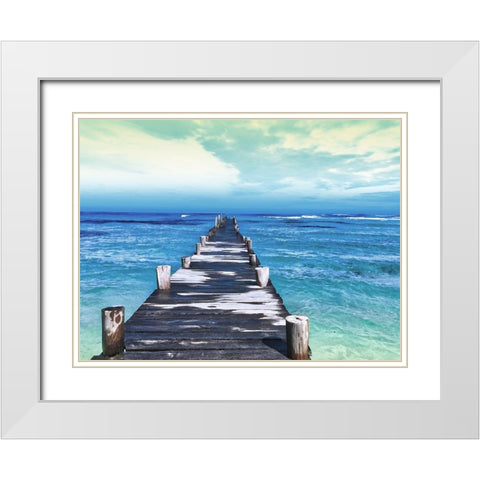 Dock at Sea White Modern Wood Framed Art Print with Double Matting by Villa, Milli
