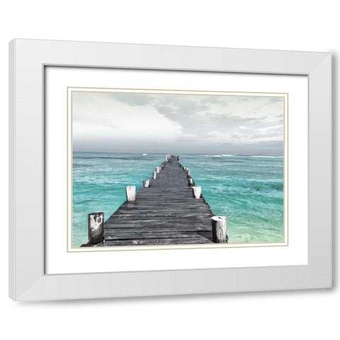 Dock At Sea Recolor White Modern Wood Framed Art Print with Double Matting by Villa, Mlli