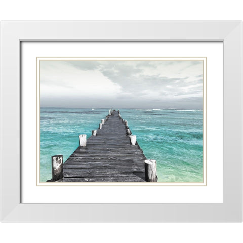 Dock At Sea Recolor White Modern Wood Framed Art Print with Double Matting by Villa, Mlli