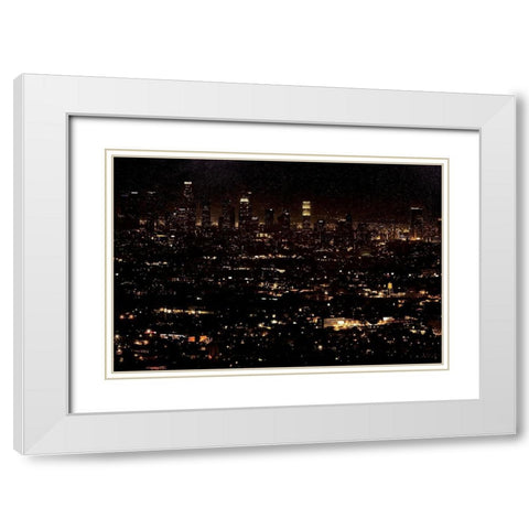 LA At Night White Modern Wood Framed Art Print with Double Matting by Villa, Mlli