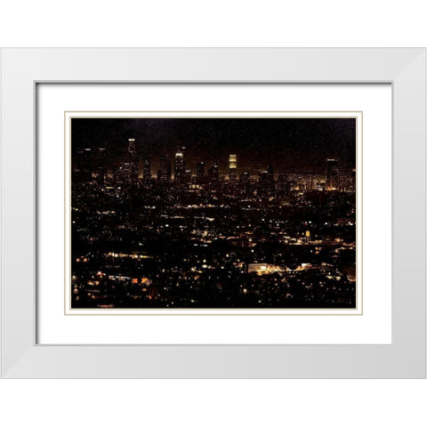 LA At Night White Modern Wood Framed Art Print with Double Matting by Villa, Mlli