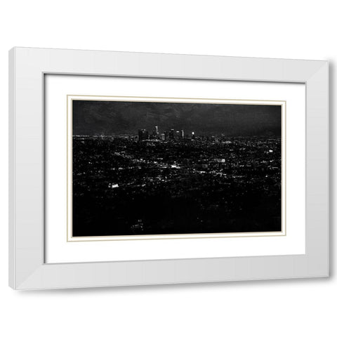 LA Nightlife White Modern Wood Framed Art Print with Double Matting by Villa, Mlli