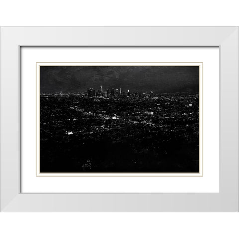 LA Nightlife White Modern Wood Framed Art Print with Double Matting by Villa, Mlli