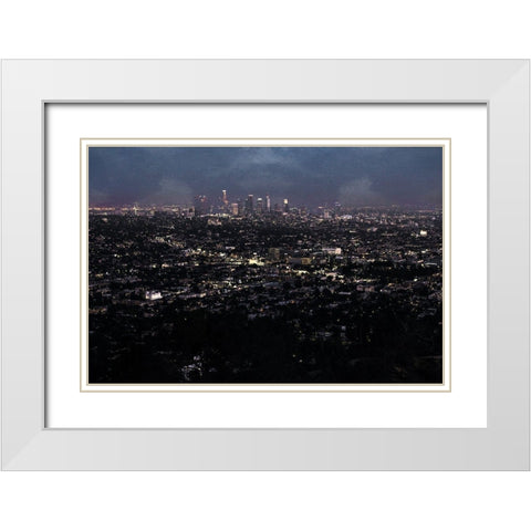 LA Nightlife Color White Modern Wood Framed Art Print with Double Matting by Villa, Mlli
