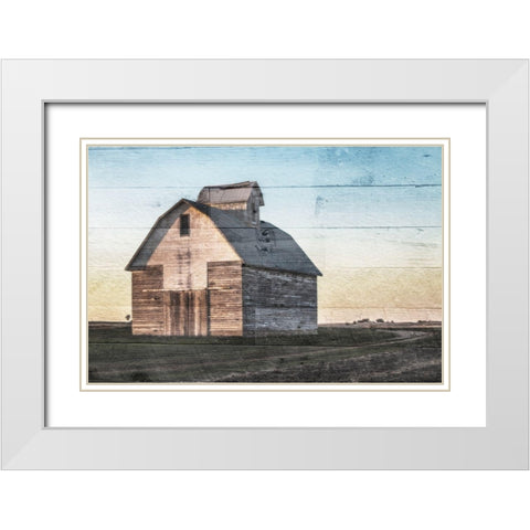 Sunset Barn White Modern Wood Framed Art Print with Double Matting by Villa, Mlli