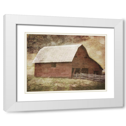 Red Barn White Modern Wood Framed Art Print with Double Matting by Villa, Mlli