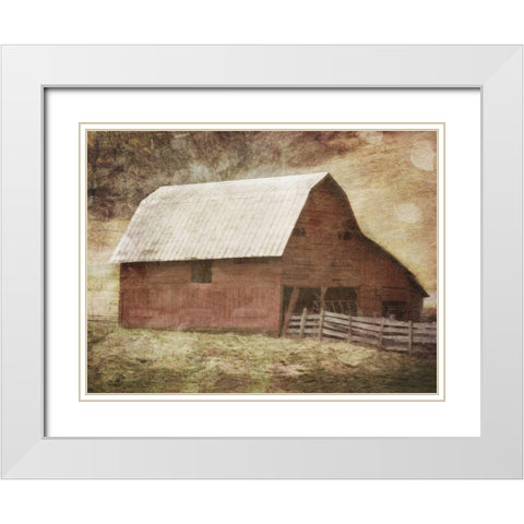 Red Barn White Modern Wood Framed Art Print with Double Matting by Villa, Mlli