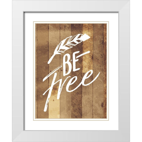 Be Free Feather White Modern Wood Framed Art Print with Double Matting by Villa, Mlli