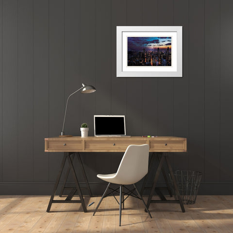 Chicago Skyline White Modern Wood Framed Art Print with Double Matting by Villa, Mlli