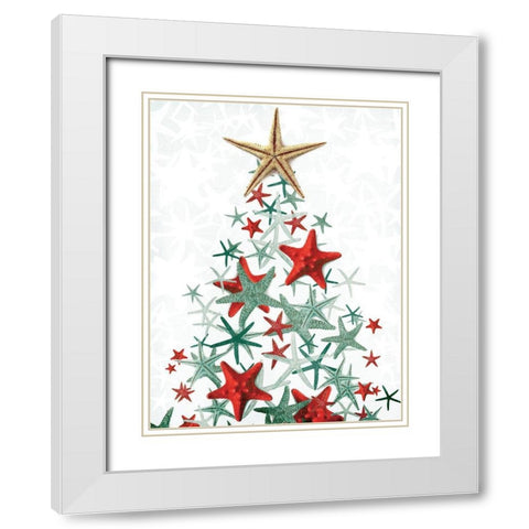 Star Fish Christmas Colors White Modern Wood Framed Art Print with Double Matting by Villa, Mlli