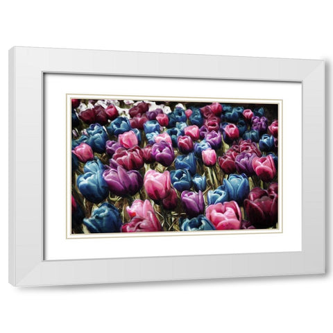 Colorful Tulips White Modern Wood Framed Art Print with Double Matting by Villa, Mlli