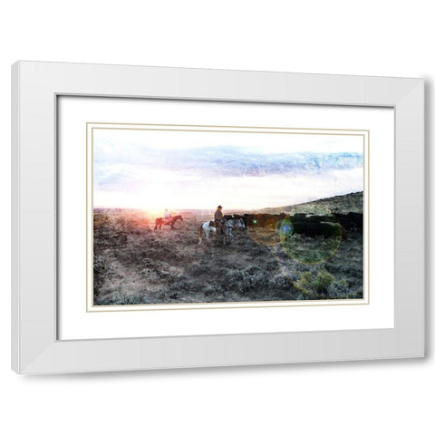 Steer The Herd White Modern Wood Framed Art Print with Double Matting by Villa, Mlli