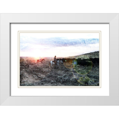 Steer The Herd White Modern Wood Framed Art Print with Double Matting by Villa, Mlli