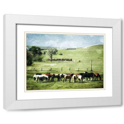 Round Them Up Again White Modern Wood Framed Art Print with Double Matting by Villa, Mlli